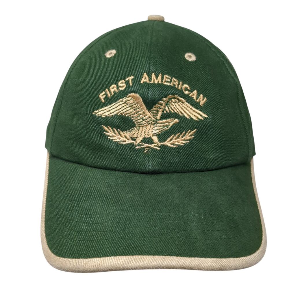 First American Strapback Hat Solid Green One Size Embroidered Falcon